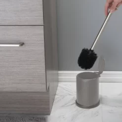 Bath Bliss Toilet Brush With Closing Lid Gray: Polypropylene & Metal, 15.4" Height, Bathroom Cleaning Accessory -Cleaning Supply Store GUEST 001c46bf de9f 41c6 80f4 732e8d3938e3