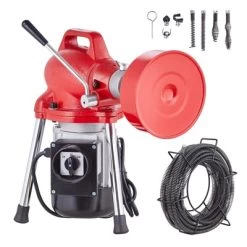 VEVOR Drain Cleaner Machine 66FT X 5/8 Inch, 250W Electric Sewer Snake Auger Manual Feed - With 2 Sectional Steel Cables, Red -Cleaning Supply Store GUEST 0135d74b 4ef4 4c78 b656 ee35402b1965