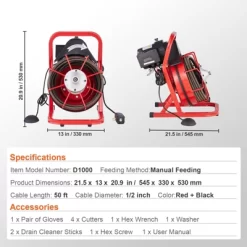 VEVOR Drain Cleaner Machine 50FT X 1/2 Inch, Sewer Snake Auger Manual Feed, 250W Electric Drain Cleaning Machine, Silver 16 VEVOR Drain Cleaner Machine 50FT X 1/2 Inch, Sewer Snake Auger Manual Feed, 250W Electric Drain Cleaning Machine, Silver -Cleaning Supply Store GUEST 01c28d63 c11b 4ae7 8c9c a7ac69361d5f