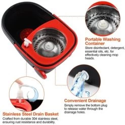 Spin Mop And Bucket With Wringer Set, 2X Round Wheels For Home Cleaning System -Cleaning Supply Store GUEST 0784b51e b7b7 43da b679 20e7f7aa2d9b