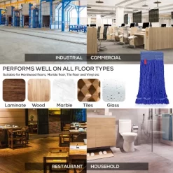 Bison Life Heavy Duty Loop End Wet Mop Head Replacement Refills, 5" Headband, Blue - 3 Pack -Cleaning Supply Store GUEST 0a60f488 fa86 4786 ab93 737f2744c160