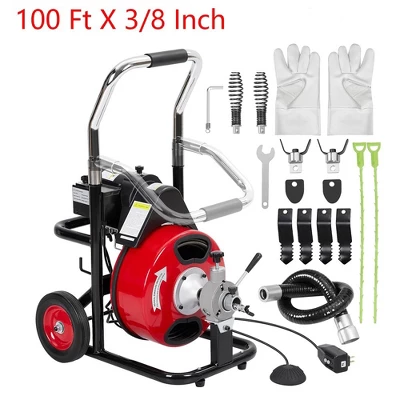 100 Ft X 3/8 Inch Drain Cleaner Machine Electric Drain Auger Auto Feed With Kits 10 100 Ft X 3/8 Inch Drain Cleaner Machine Electric Drain Auger Auto Feed With Kits - Image 8