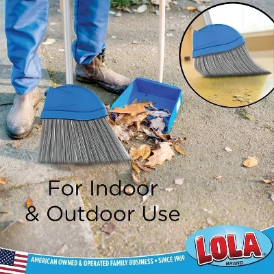 Angle Broom, 13" W Head, Large Style, Made W/ Recycled Soda Bottle Bristles, & Aluminum, Includes Swivel Hang Cap For Storage -by LOLA, 1 Pack 3 Angle Broom, 13" W Head, Large Style, Made W/ Recycled Soda Bottle Bristles, & Aluminum, Includes Swivel Hang Cap For Storage -by LOLA, 1 Pack