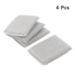 Unique Bargains Metallic Thread Sponge Scouring Pads 4 Pcs