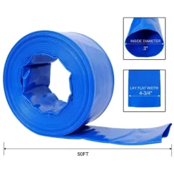 NAYSAYE Cleaning Tool Pool Backwash Hose 3 Inch 50FT Reinforced PVC Discharge Hose For Filter Pump, Blue, 10.8"*11.40"*5.90"