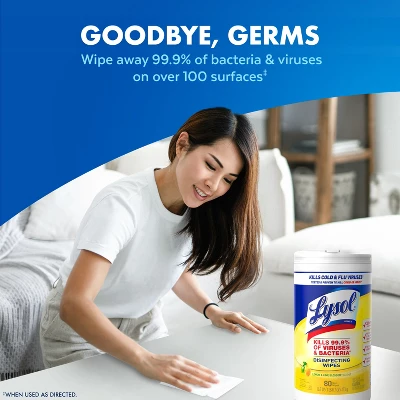 Lysol Lemon And Lime Blossom Disinfecting Wipes- 80ct 3 Lysol Lemon And Lime Blossom Disinfecting Wipes- 80ct