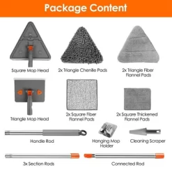 JANSNO 2-in-1 Baseboard Cleaner Mop With Extendable Handle, Squeegee And 8 Reusable Chenille Flannel Pads, 360° Rotatable -Cleaning Supply Store GUEST 263a4b22 fc1d 4fcc 83d5 d40d8a353816