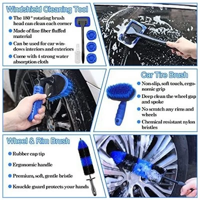 Aoibox 26Pcs Car Detailing Brush Set, Professional Car Cleaning Kit For Interior & Exterior,Includes Detailing Brushes, Wheel Brush, Tire Brush & More 4 Aoibox 26Pcs Car Detailing Brush Set, Professional Car Cleaning Kit For Interior & Exterior,Includes Detailing Brushes, Wheel Brush, Tire Brush & More - Image 2