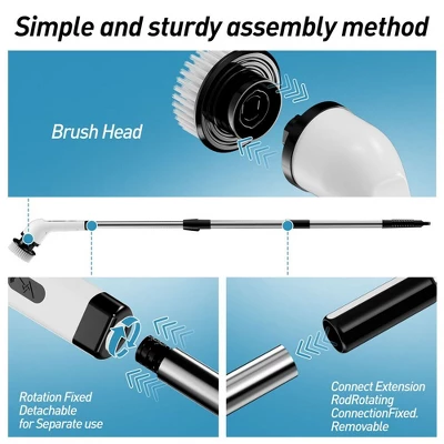 JANSNO Electric Rotating Cleaning Brush With 9 Replaceable Heads, Adjustable Extended Handle, Floor & Multi-Surface 8 JANSNO Electric Rotating Cleaning Brush With 9 Replaceable Heads, Adjustable Extended Handle, Floor & Multi-Surface - Image 6