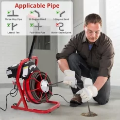 Professinal 50 Ft X 3/8 Inch Snake Drain Auger Cleaner Electric Cleaning Machine Plumbing