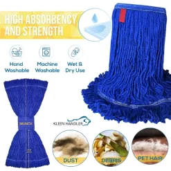Bison Life Heavy Duty Loop End Wet Mop Head Replacement Refills, 5" Headband, Blue - 3 Pack -Cleaning Supply Store GUEST 2e62d17e 19c2 4f5f 9c0e dd83e2a80945