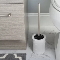 Modern Ridged Metal Toilet Brush White - Elle Décor -Cleaning Supply Store GUEST 354386fe 7a4e 41d4 8d59 ed1b31dd201d