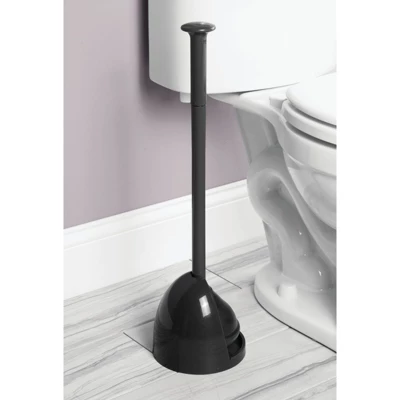 MDesign Toilet Bowl Plunger Set With Drip Tray, Compact Storage 4 MDesign Toilet Bowl Plunger Set With Drip Tray, Compact Storage - Image 2