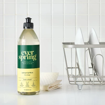 Lemon & Mint Liquid Dish Soap - 18 Fl Oz - Everspring™ 3 Lemon & Mint Liquid Dish Soap - 18 Fl Oz - Everspring™
