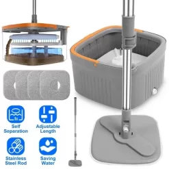 Racxily Spin Mop And Bucket System Includes Dual Compartment Mop Bucket 4Pcs Thick Washable Microfiber Mop Pads For Home Cleaning -Cleaning Supply Store GUEST 3eb5b177 4094 4a45 8746 a404d0a86606