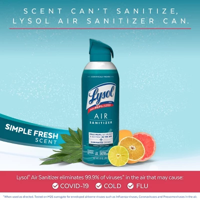 Lysol Simple Fresh Air Sanitizer Spray - 10oz 4 Lysol Simple Fresh Air Sanitizer Spray - 10oz - Image 2