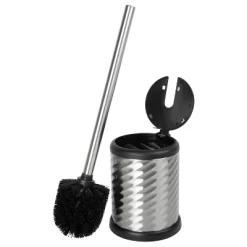 Toilet Brush With Closing Lid Silver - Bath Bliss