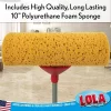 Lola Products Pro Amazin Sponge & Scrubber Roller Mop, 10" Wide Head, Ergonomic Rubber Grip Handle, Reusable, Washable, Adjustable Handle -4 Pack