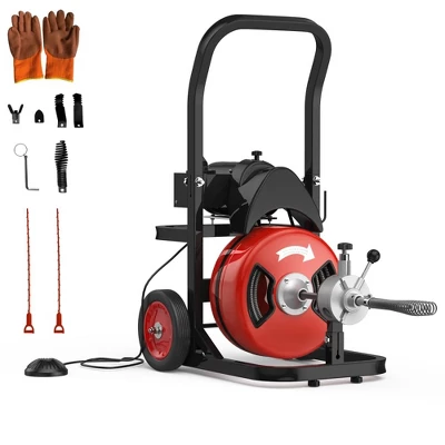 Drain Cleaning Machine 75Ft 1/2 Inch Cable, Sewer Snake Machine Auto Feed, Drain Auger With 4 Cutters & Air-activated Foot Switch For 2" To 4" Pipes 9 Drain Cleaning Machine 75Ft 1/2 Inch Cable, Sewer Snake Machine Auto Feed, Drain Auger With 4 Cutters & Air-activated Foot Switch For 2" To 4" Pipes - Image 7