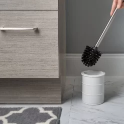 Modern Ridged Metal Toilet Brush White - Elle Décor -Cleaning Supply Store GUEST 533c7c70 4dd7 48d8 a074 1ccc8197bbb3