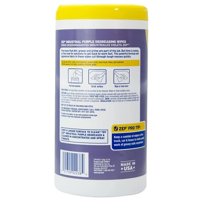 ZEP Industrial Purple Heavy-Duty Degreasing Wipes (65 Wipes Per Canister) 4 ZEP Industrial Purple Heavy-Duty Degreasing Wipes (65 Wipes Per Canister) - Image 2