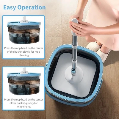 Racxily Spin Mop And Bucket With Wringer Set Flat Floor Mop With Clean And Dirty Water Separate System 2 Replaceable Reusable Washable 10 Racxily Spin Mop And Bucket With Wringer Set Flat Floor Mop With Clean And Dirty Water Separate System 2 Replaceable Reusable Washable - Image 8