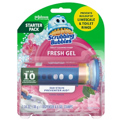 Scrubbing Bubbles Floral Fusion Scent Fresh Gel Toilet Cleaning Stamp - 1.34oz/6ct 9 Scrubbing Bubbles Floral Fusion Scent Fresh Gel Toilet Cleaning Stamp - 1.34oz/6ct - Image 7