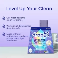 Dropps Dish UltraWash Plus Biobased Detergent Pods - Unscented - 40ct -Cleaning Supply Store GUEST 6f9d22fc ceb2 44c3 a9b8 a17382766fdf