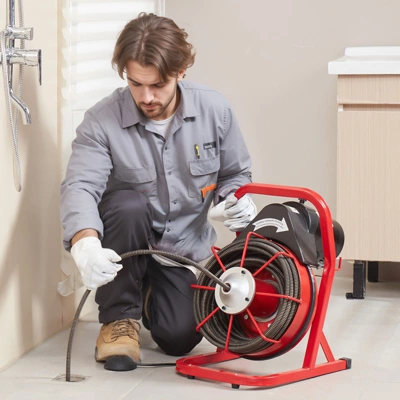 VEVOR Drain Cleaner Machine 75FT X 1/2 Inch, Sewer Snake Auger Manual Feed, 370W Electric Drain Cleaning Machine, Red 3 VEVOR Drain Cleaner Machine 75FT X 1/2 Inch, Sewer Snake Auger Manual Feed, 370W Electric Drain Cleaning Machine, Red