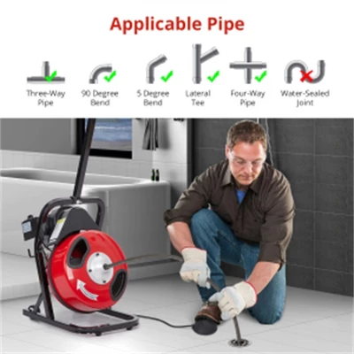 Acekool Electric Drain Cleaner Auger With Auto Feed, Pneumatic Foot Switch, 4 Interchangeable Cutters For 1" To 4" Pipes 4 Acekool Electric Drain Cleaner Auger With Auto Feed, Pneumatic Foot Switch, 4 Interchangeable Cutters For 1" To 4" Pipes - Image 2