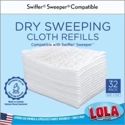 LOLA Products Dry Sweeping Cloth Refill Pads, Unscented, Compatible With Swiffer Floor Mop, Comparable To Swiffer Refills, 11" X 8.13", 32 Pack -Cleaning Supply Store GUEST 7aec7495 7646 400a 947e 7dbf9fc21e17 1