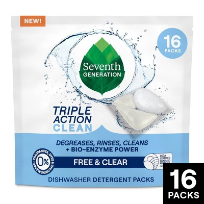 Seventh Generation Triple Action Clean Dishwasher Detergent Packets - 16ct 9 Seventh Generation Triple Action Clean Dishwasher Detergent Packets - 16ct - Image 7