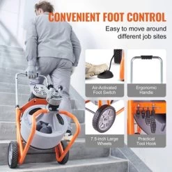 VEVOR Drain Cleaner Machine 75FT X 3/8 Inch, Auto Feed Sewer Snake Drain Auger On Wheels, Portable Drain Cleaning Machine, Gray 15 VEVOR Drain Cleaner Machine 75FT X 3/8 Inch, Auto Feed Sewer Snake Drain Auger On Wheels, Portable Drain Cleaning Machine, Gray -Cleaning Supply Store GUEST 7dd0a30a c0c1 40ec bc1d 2a7fc9e053fa