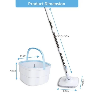 Racxily Spin Mop And Bucket With Wringer Set Flat Floor Mop With Clean And Dirty Water Separate System 2 Replaceable Reusable Washable 4 Racxily Spin Mop And Bucket With Wringer Set Flat Floor Mop With Clean And Dirty Water Separate System 2 Replaceable Reusable Washable - Image 2