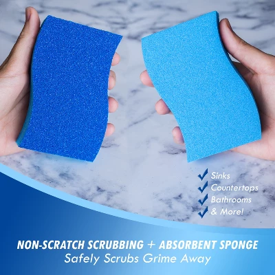 ELITRA HOME Heavy Duty Scrubber Sponge, With Smell Resistant Hydrophilic Foam Technology, Odorless - Blue 4 ELITRA HOME Heavy Duty Scrubber Sponge, With Smell Resistant Hydrophilic Foam Technology, Odorless - Blue - Image 2