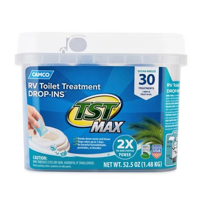 Camco TST MAX 30 Drop-Ins Ultra Concentrated Toilet Waste Odor Treatment For RV And Marine Boat Holding Tanks, Fresh Ocean Breeze Scent 4 Camco TST MAX 30 Drop-Ins Ultra Concentrated Toilet Waste Odor Treatment For RV And Marine Boat Holding Tanks, Fresh Ocean Breeze Scent - Image 2