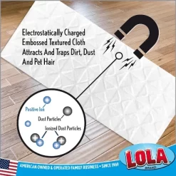 LOLA Products Dry Sweeping Cloth Refill Pads, Unscented, Compatible With Swiffer Floor Mop, Comparable To Swiffer Refills, 11" X 8.13", 32 Pack