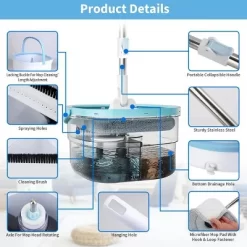 Racxily Spin Mop And Bucket W/ Wringer Set Flat Floor Mop With Clean & Dirty Water Separate System 2 Replaceable Reusable Washable Microfiber Mop Pads -Cleaning Supply Store GUEST 8fbd85b3 5e39 4f73 9f2b 8ddd6abc3f2d