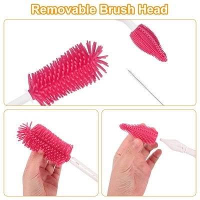 Unique Bargains 360 Rotation Straight Handle Silcone Bottle Cleaning Brush 1 Set 5 Unique Bargains 360 Rotation Straight Handle Silcone Bottle Cleaning Brush 1 Set - Image 3