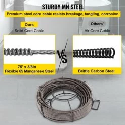 VEVOR Drain Cleaning Cable 75 Feet X 3/8 Inch Solid Core Cable Sewer Cable Drain Auger Cable Cleaner Snake Clog Pipe Drain Cleaning Cable, Gray 13 VEVOR Drain Cleaning Cable 75 Feet X 3/8 Inch Solid Core Cable Sewer Cable Drain Auger Cable Cleaner Snake Clog Pipe Drain Cleaning Cable, Gray -Cleaning Supply Store GUEST 9ed55461 433c 4551 8cf9 3ef9f0b70f6c