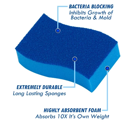 ELITRA HOME Heavy Duty Scrubber Sponge, With Smell Resistant Hydrophilic Foam Technology, Odorless - Blue 3 ELITRA HOME Heavy Duty Scrubber Sponge, With Smell Resistant Hydrophilic Foam Technology, Odorless - Blue