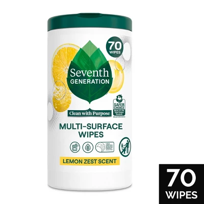 Seventh Generation Lemon Zest Multi-Surface Cleaning Wipes - 70ct 11 Seventh Generation Lemon Zest Multi-Surface Cleaning Wipes - 70ct - Image 9