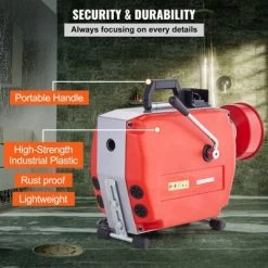 VEVOR 120FT X 7/8 Inch Drain Cleaner Machine, 420W Electric Sewer Snake Auger Manual Feed - With 6 Cutters, 2 Steel Cables, Red -Cleaning Supply Store GUEST a32647d3 f552 46e6 91b7 a5003ab4f74a