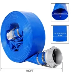 NAYSAYE Cleaning Tool And Accessory PVC Lay Flat Discharge Hose With Camlock Fittings For Pool And Outdoor Use , Blue, 18.3"*15.60"*6.30"