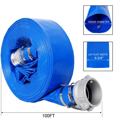 NAYSAYE Cleaning Tool And Accessory PVC Lay Flat Discharge Hose With Camlock Fittings For Pool And Outdoor Use , Blue, 18.3"*15.60"*6.30" 3 NAYSAYE Cleaning Tool And Accessory PVC Lay Flat Discharge Hose With Camlock Fittings For Pool And Outdoor Use , Blue, 18.3"*15.60"*6.30"