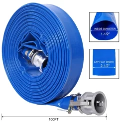 NAYSAYE Cleaning Tool Pool Backwash Hose 1.5 Inch 100FT Reinforced PVC Discharge Hose For Filter Pump, Blue, 15.2"*13.60"*3.30"