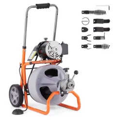 VEVOR Drain Cleaner Machine 100FT X 3/8 Inch, Auto Feed Sewer Snake Drain Auger On Wheels, Portable Drain Cleaning Machine, Gray 17 VEVOR Drain Cleaner Machine 100FT X 3/8 Inch, Auto Feed Sewer Snake Drain Auger On Wheels, Portable Drain Cleaning Machine, Gray -Cleaning Supply Store GUEST aebb622d 431d 40be aa0c 58fe72e9b1e5