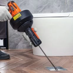 VEVOR 12V Electric Drain Auger, 25FT Cordless Plumbing Snake Auto Feed, Pipeline Snake Drain Clog Remover With Power Drill For 3/4"-2" Pipes, Black