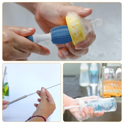 Unique Bargains 360 Rotation Straight Handle Silcone Bottle Cleaning Brush 1 Set 7 Unique Bargains 360 Rotation Straight Handle Silcone Bottle Cleaning Brush 1 Set - Image 5