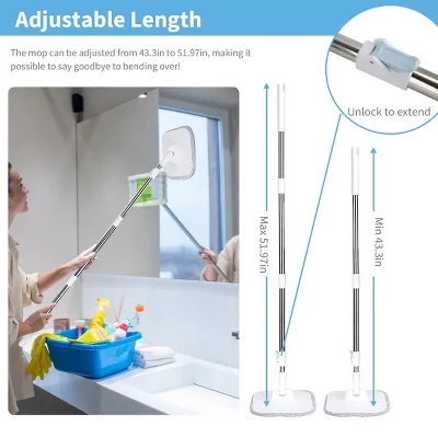 Racxily Spin Mop And Bucket With Wringer Set Flat Floor Mop With Clean And Dirty Water Separate System 2 Replaceable Reusable Washable 6 Racxily Spin Mop And Bucket With Wringer Set Flat Floor Mop With Clean And Dirty Water Separate System 2 Replaceable Reusable Washable - Image 4